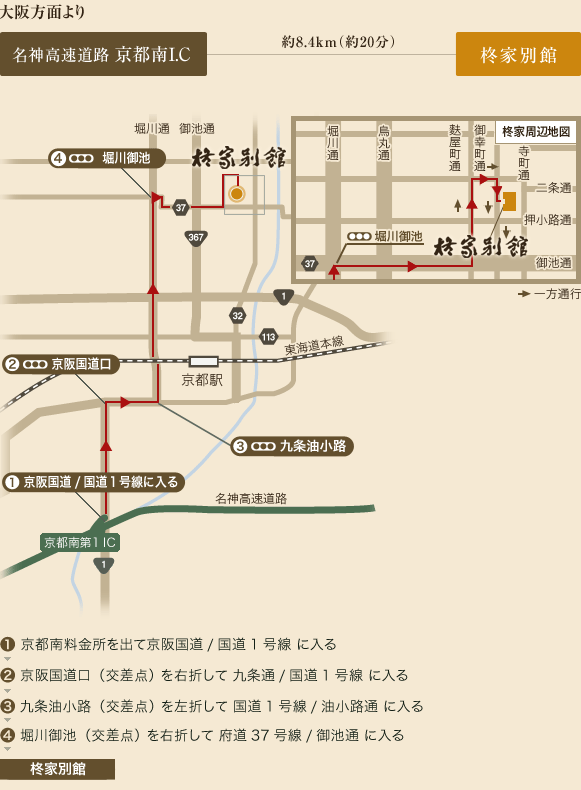 大阪方面からのアクセス
